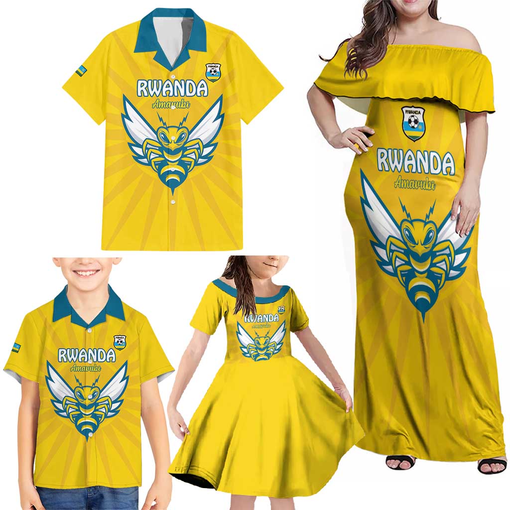 Custom Rwanda Football Family Matching Off Shoulder Maxi Dress and Hawaiian Shirt Go Amavubi - Wonder Print Shop