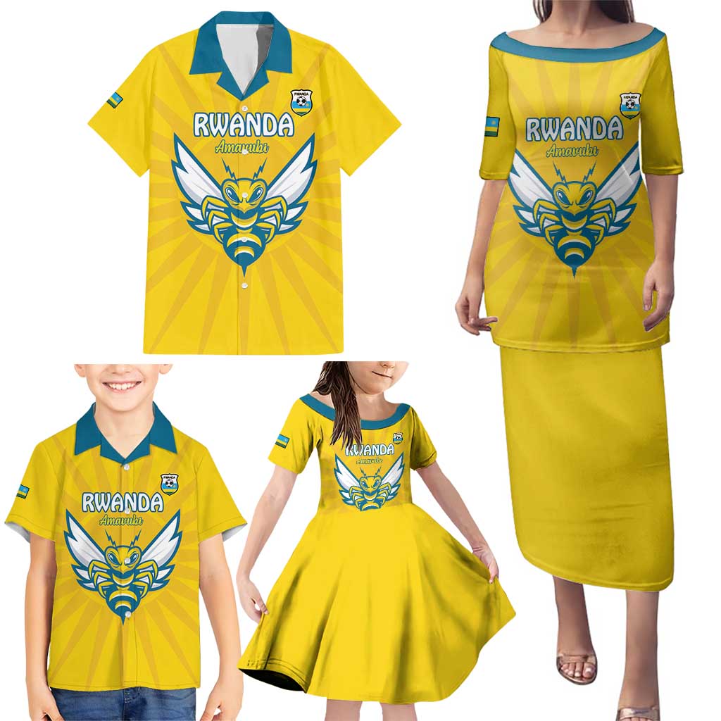 Custom Rwanda Football Family Matching Puletasi and Hawaiian Shirt Go Amavubi