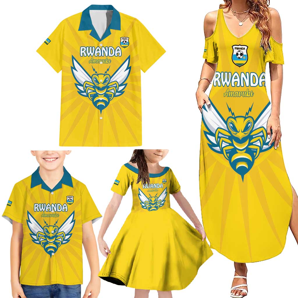 Custom Rwanda Football Family Matching Summer Maxi Dress and Hawaiian Shirt Go Amavubi - Wonder Print Shop