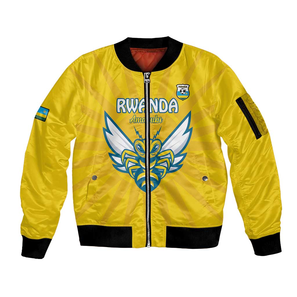 Custom Rwanda Football Sleeve Zip Bomber Jacket Go Amavubi - Wonder Print Shop