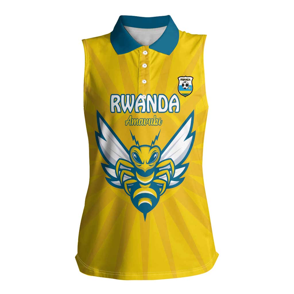 Custom Rwanda Football Women Sleeveless Polo Shirt Go Amavubi