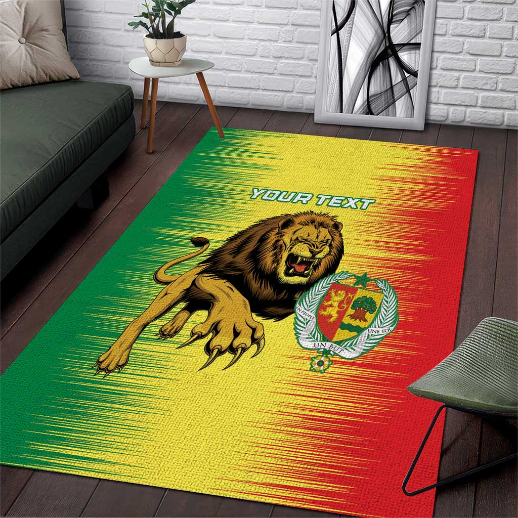 Custom Senegal Football Area Rug Go Lions of Teranga