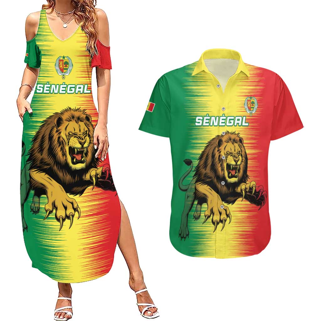 Custom Senegal Football Couples Matching Summer Maxi Dress and Hawaiian Shirt Go Lions of Teranga