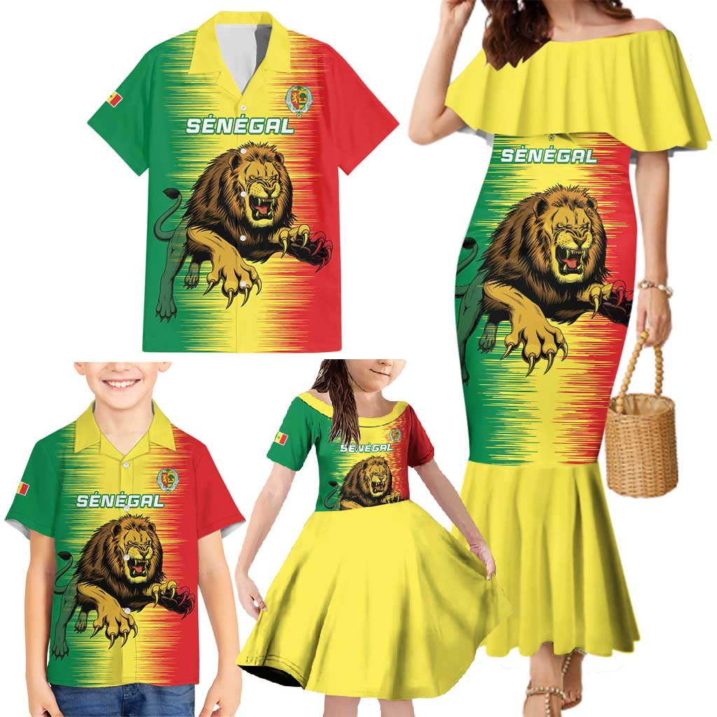 Custom Senegal Football Family Matching Mermaid Dress and Hawaiian Shirt Go Lions of Teranga - Wonder Print Shop