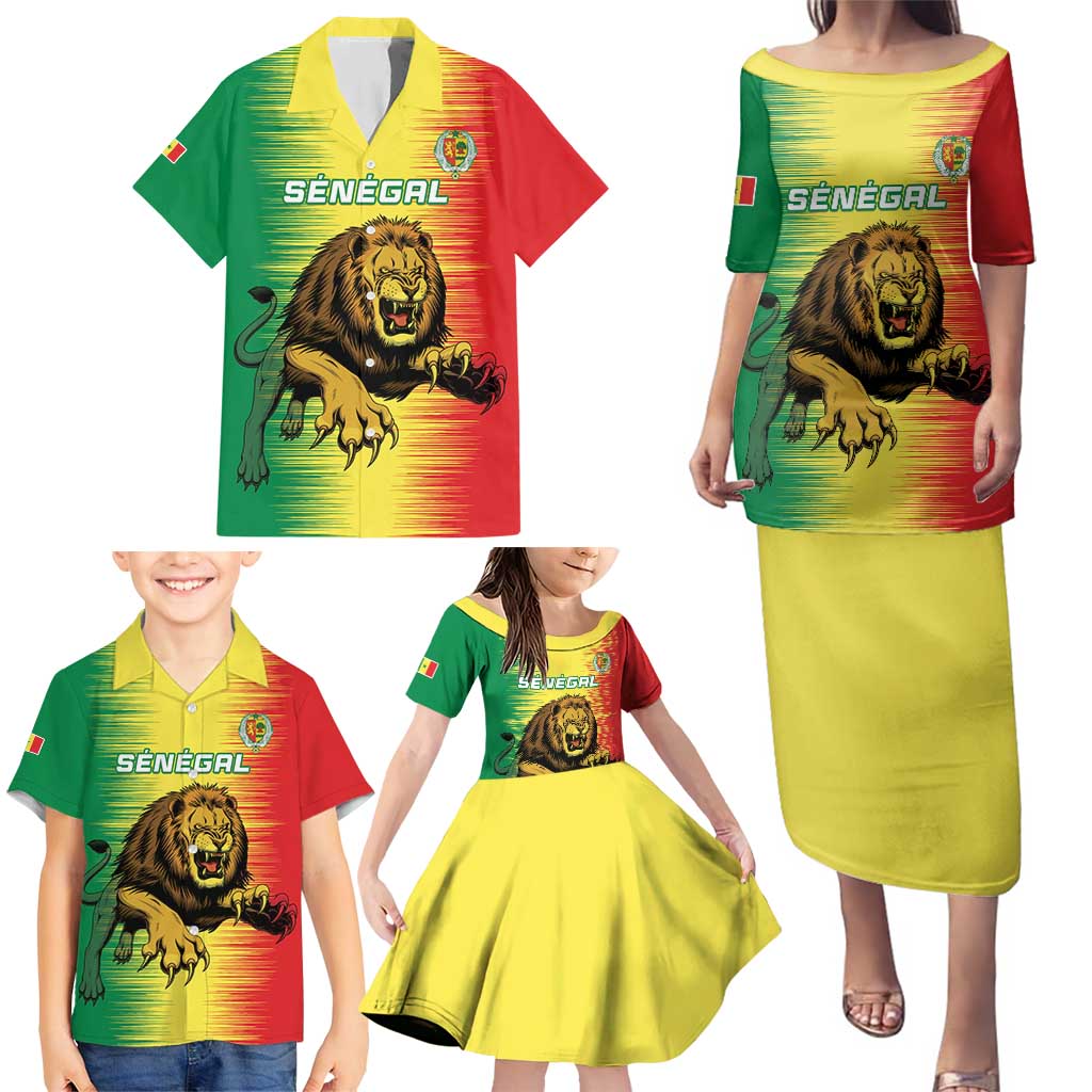 Custom Senegal Football Family Matching Puletasi and Hawaiian Shirt Go Lions of Teranga