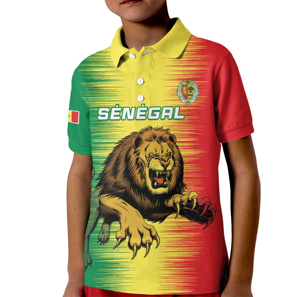 Custom Senegal Football Kid Polo Shirt Go Lions of Teranga - Wonder Print Shop