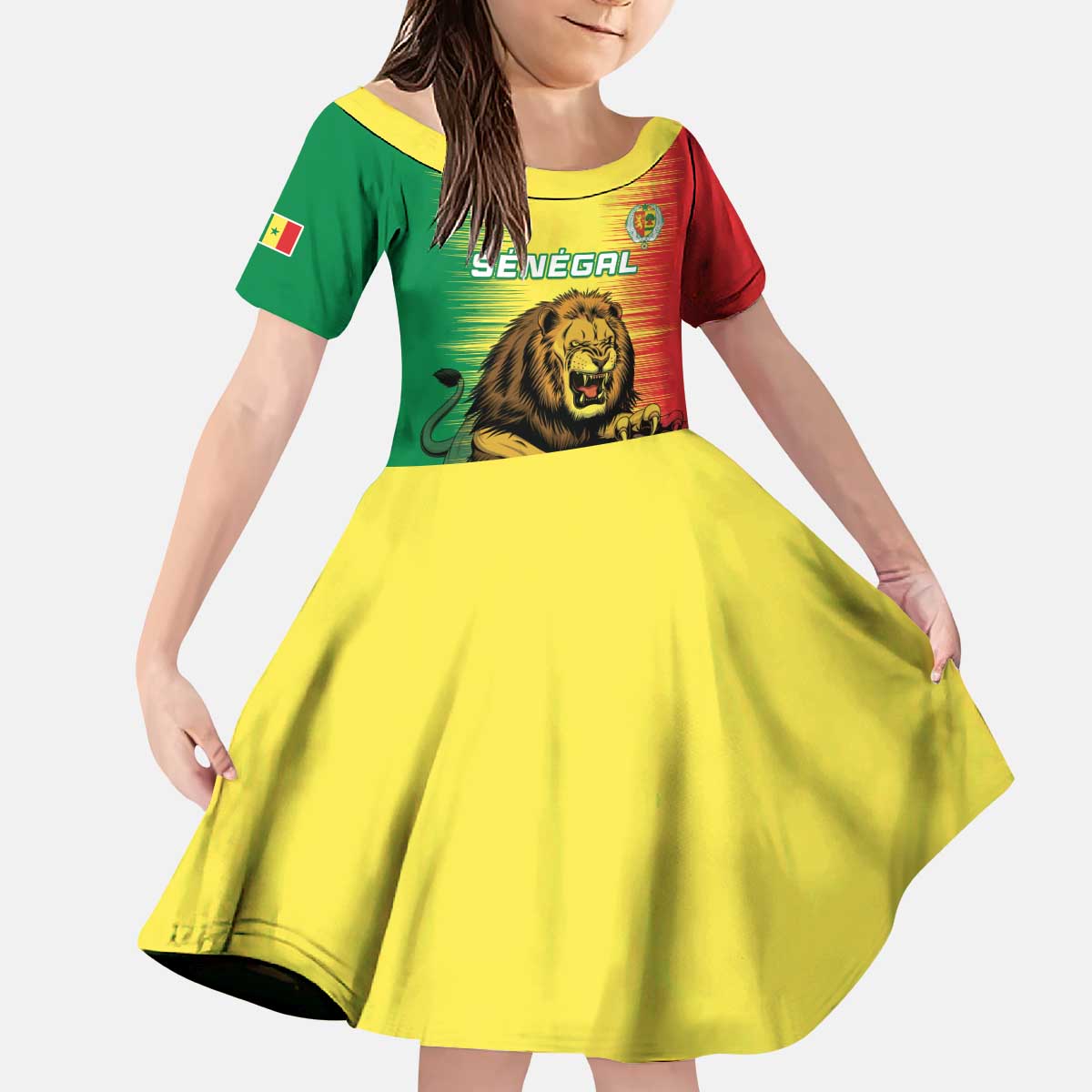 Custom Senegal Football Kid Short Sleeve Dress Go Lions of Teranga - Wonder Print Shop