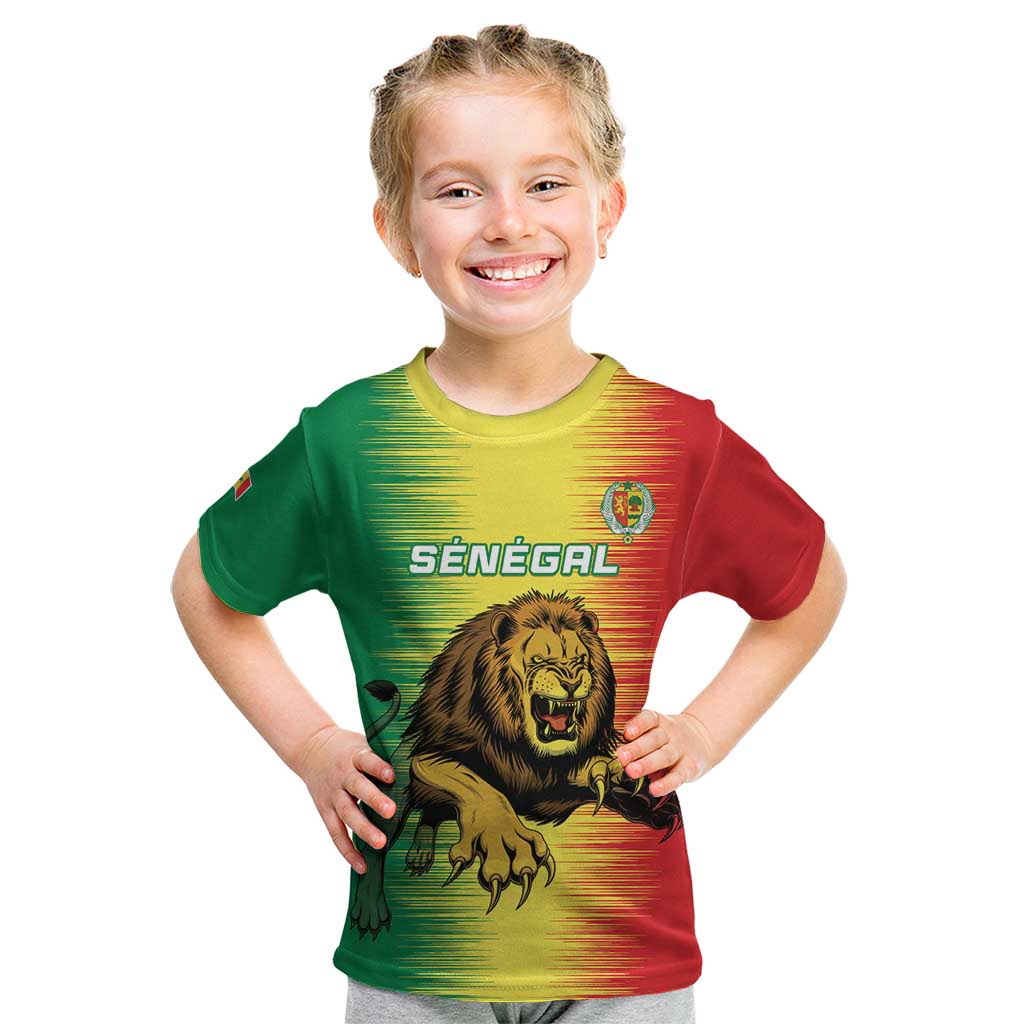 Custom Senegal Football Kid T Shirt Go Lions of Teranga - Wonder Print Shop