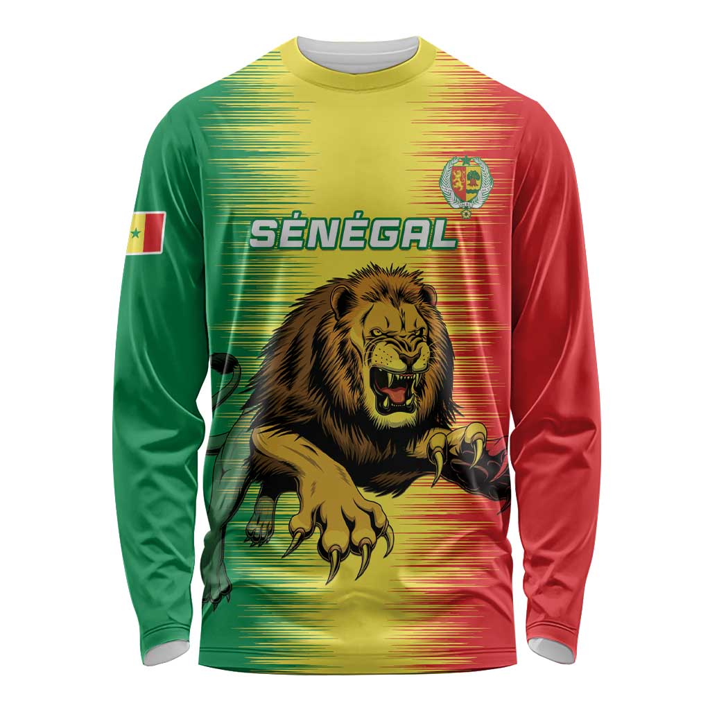 Custom Senegal Football Long Sleeve Shirt Go Lions of Teranga - Wonder Print Shop