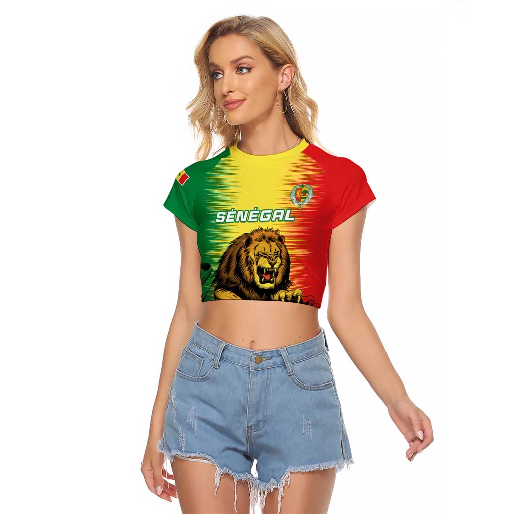 Custom Senegal Football Raglan Cropped T Shirt Go Lions of Teranga - Wonder Print Shop