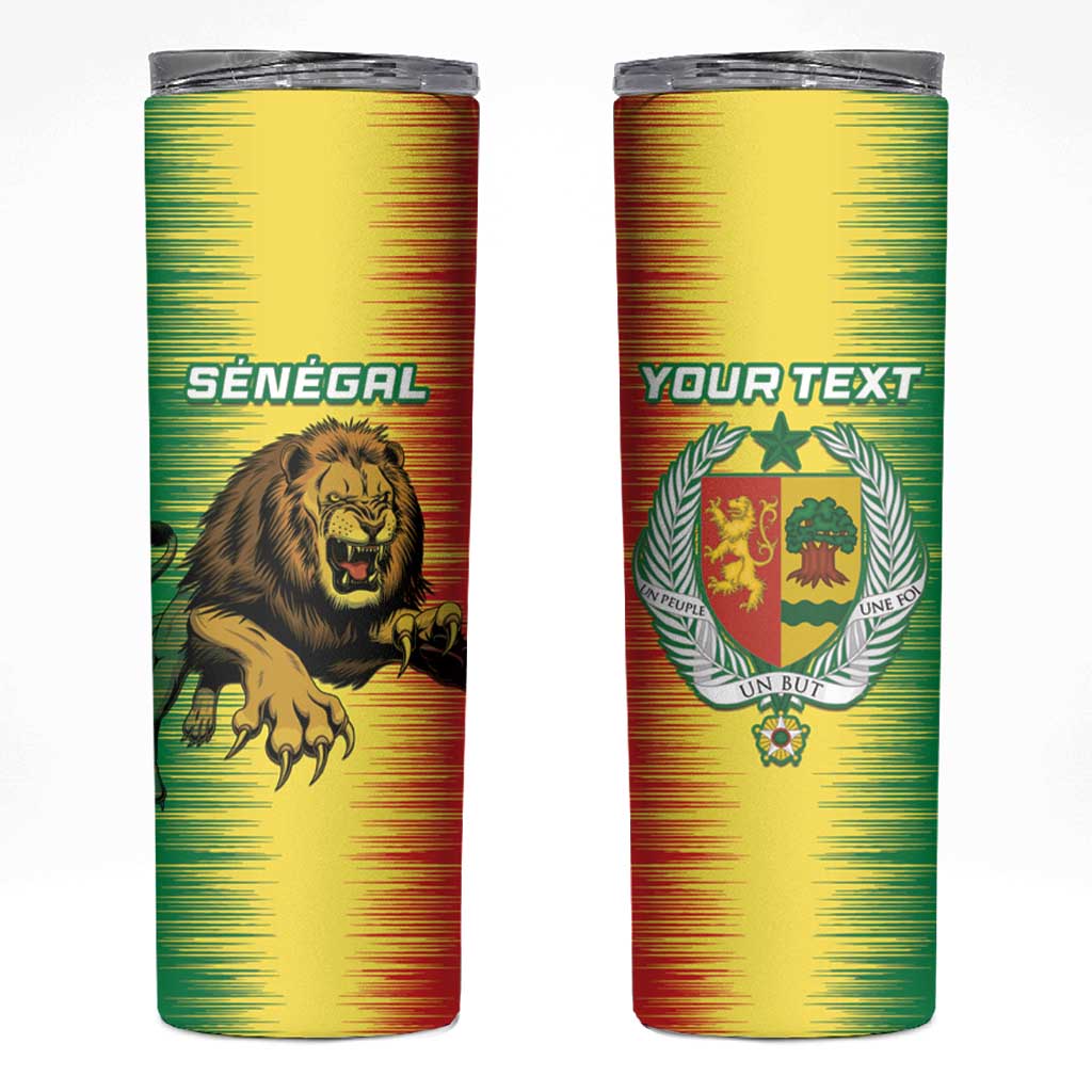 Custom Senegal Football Skinny Tumbler Go Lions of Teranga - Wonder Print Shop