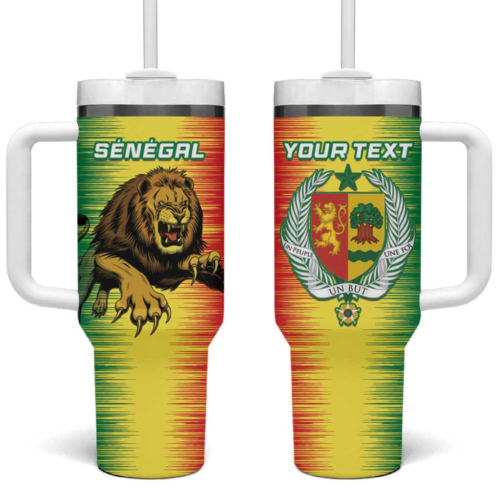 Custom Senegal Football Tumbler With Handle Go Lions of Teranga - Wonder Print Shop