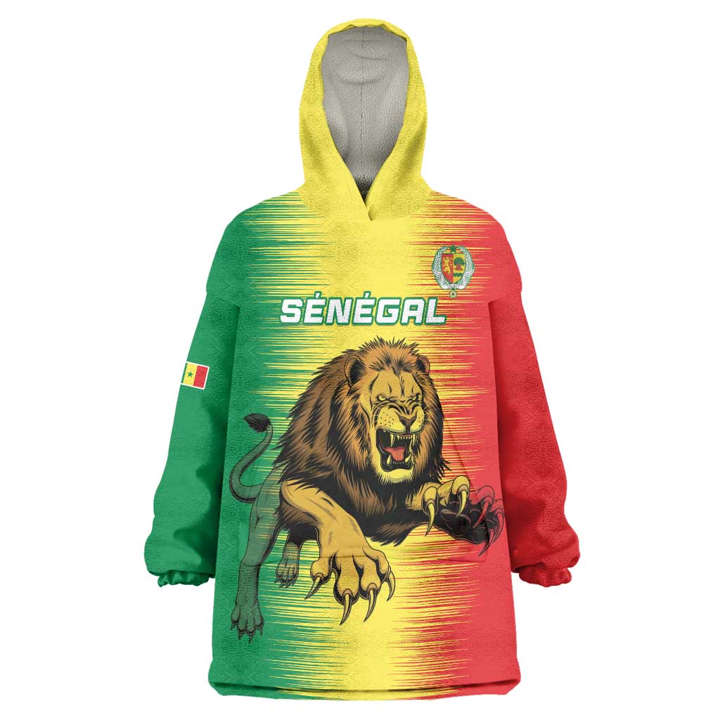 Custom Senegal Football Wearable Blanket Hoodie Go Lions of Teranga