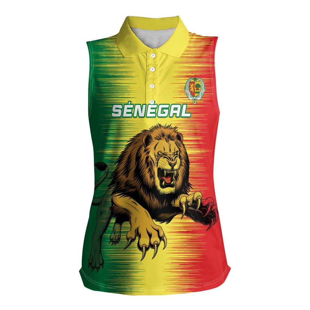 Custom Senegal Football Women Sleeveless Polo Shirt Go Lions of Teranga - Wonder Print Shop