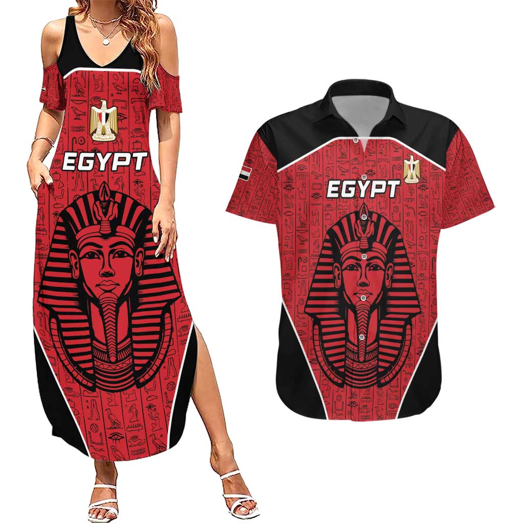 Custom Egypt Football Couples Matching Summer Maxi Dress and Hawaiian Shirt Go Pharaohs