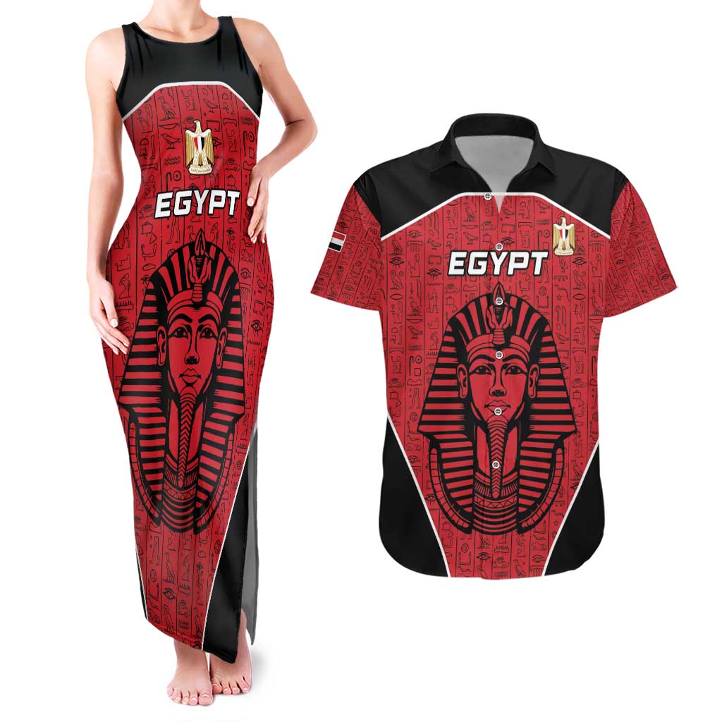 Custom Egypt Football Couples Matching Tank Maxi Dress and Hawaiian Shirt Go Pharaohs