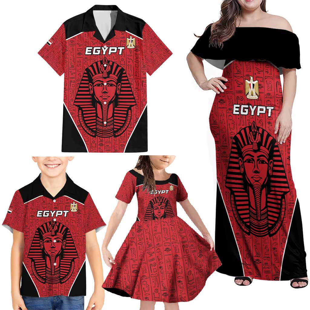 Custom Egypt Football Family Matching Off Shoulder Maxi Dress and Hawaiian Shirt Go Pharaohs - Wonder Print Shop