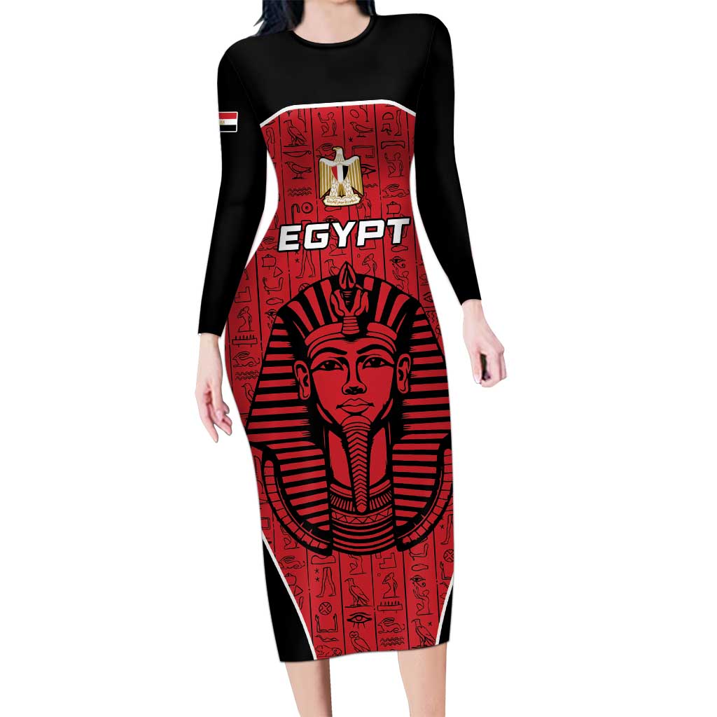 Custom Egypt Football Long Sleeve Bodycon Dress Go Pharaohs - Wonder Print Shop