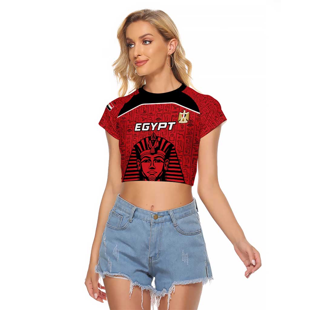 Custom Egypt Football Raglan Cropped T Shirt Go Pharaohs - Wonder Print Shop