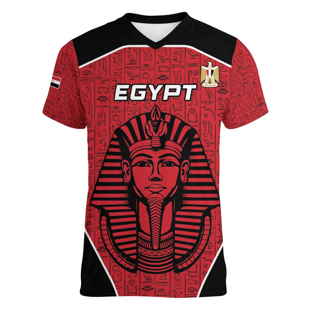 Custom Egypt Football Women V-Neck T-Shirt Go Pharaohs - Wonder Print Shop