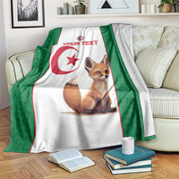 Custom Algeria football blanket with white center, green border, red emblem, fox graphic