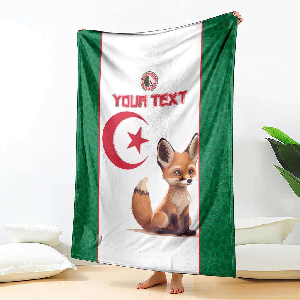 Custom Algeria football blanket, green-and-white design with red crescent star and fox