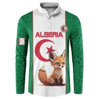 Algeria soccer button sweatshirt, green sleeves, white front panel with fox graphic
