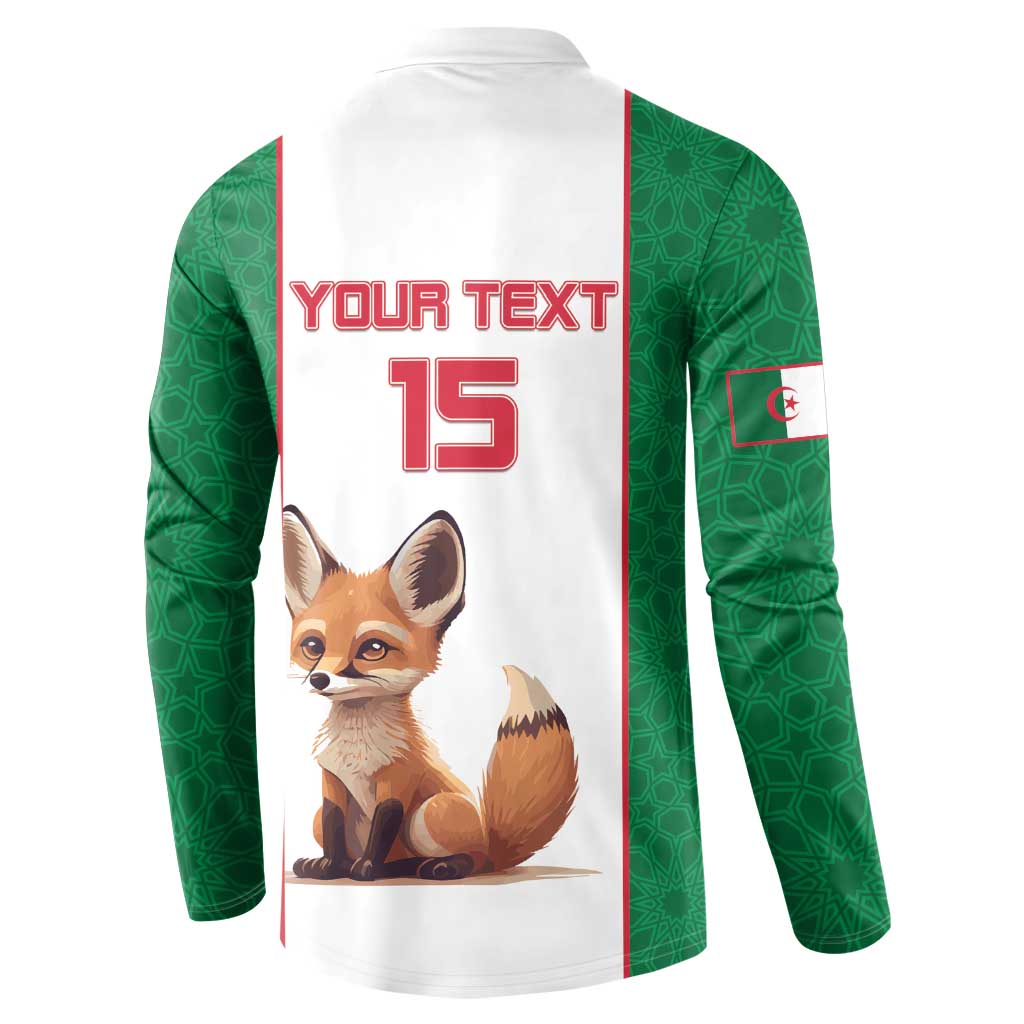 Algeria soccer button sweatshirt, back with YOUR TEXT 15 and fox graphic