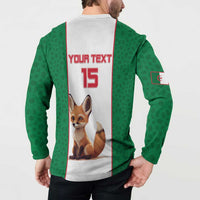 Algeria soccer button sweatshirt, back view with YOUR TEXT 15 and fox graphic