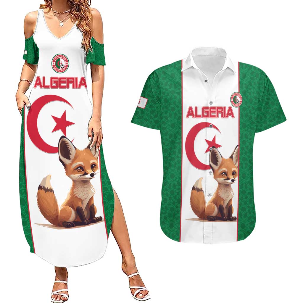 Custom Algeria Football Couples Matching Summer Maxi Dress and Hawaiian Shirt Go Fennec Foxes