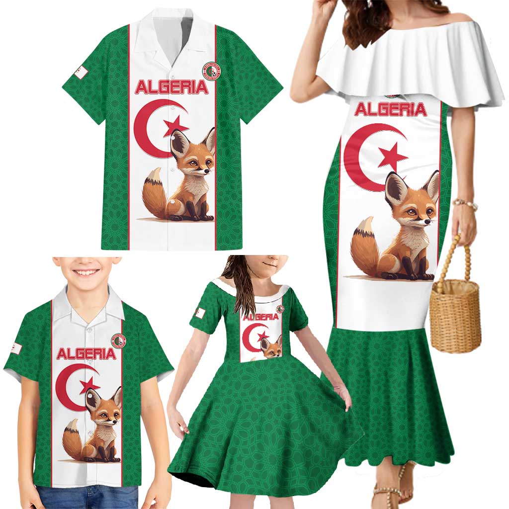 Custom Algeria Football Family Matching Mermaid Dress and Hawaiian Shirt Go Fennec Foxes - Wonder Print Shop