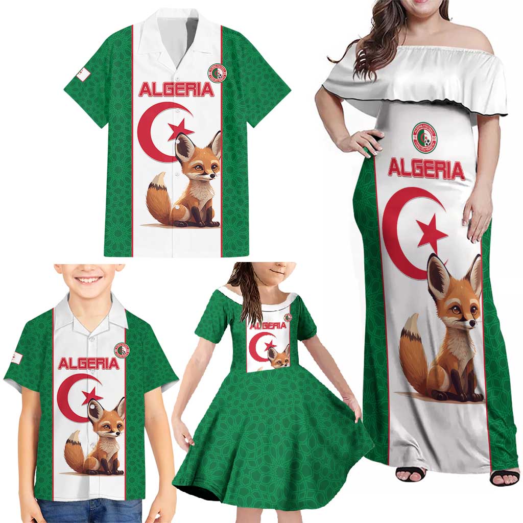 Custom Algeria Football Family Matching Off Shoulder Maxi Dress and Hawaiian Shirt Go Fennec Foxes - Wonder Print Shop