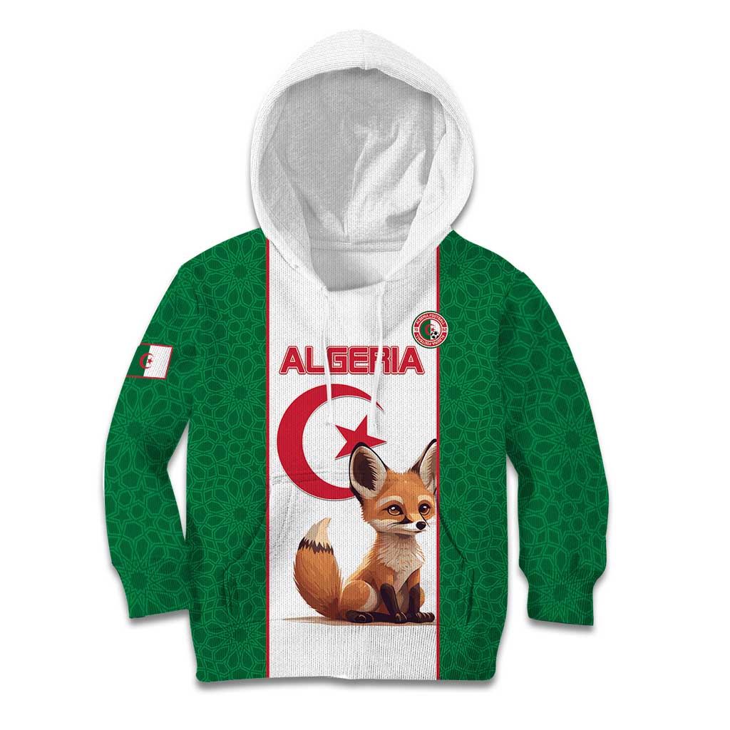 Custom Algeria Football Kid Hoodie Go Fennec Foxes - Wonder Print Shop