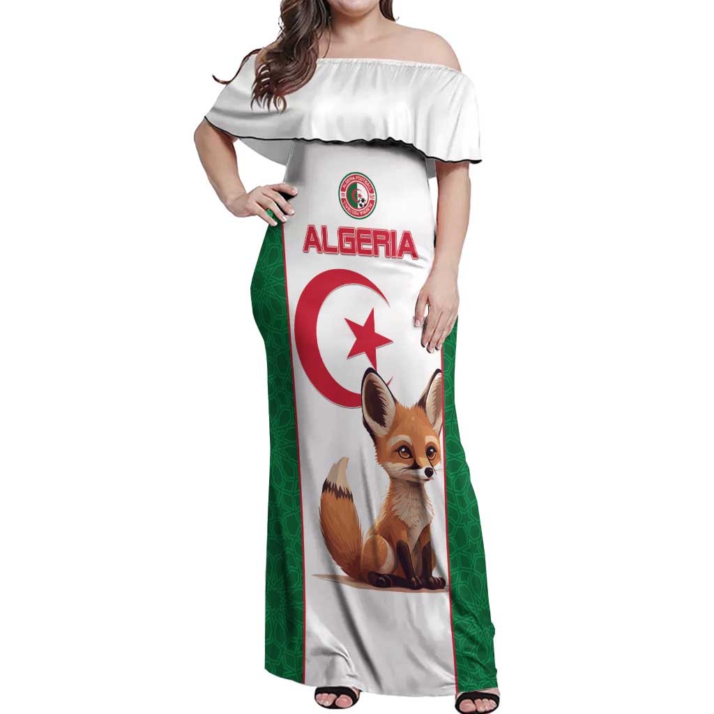 Custom Algeria Football Off Shoulder Maxi Dress Go Fennec Foxes - Wonder Print Shop