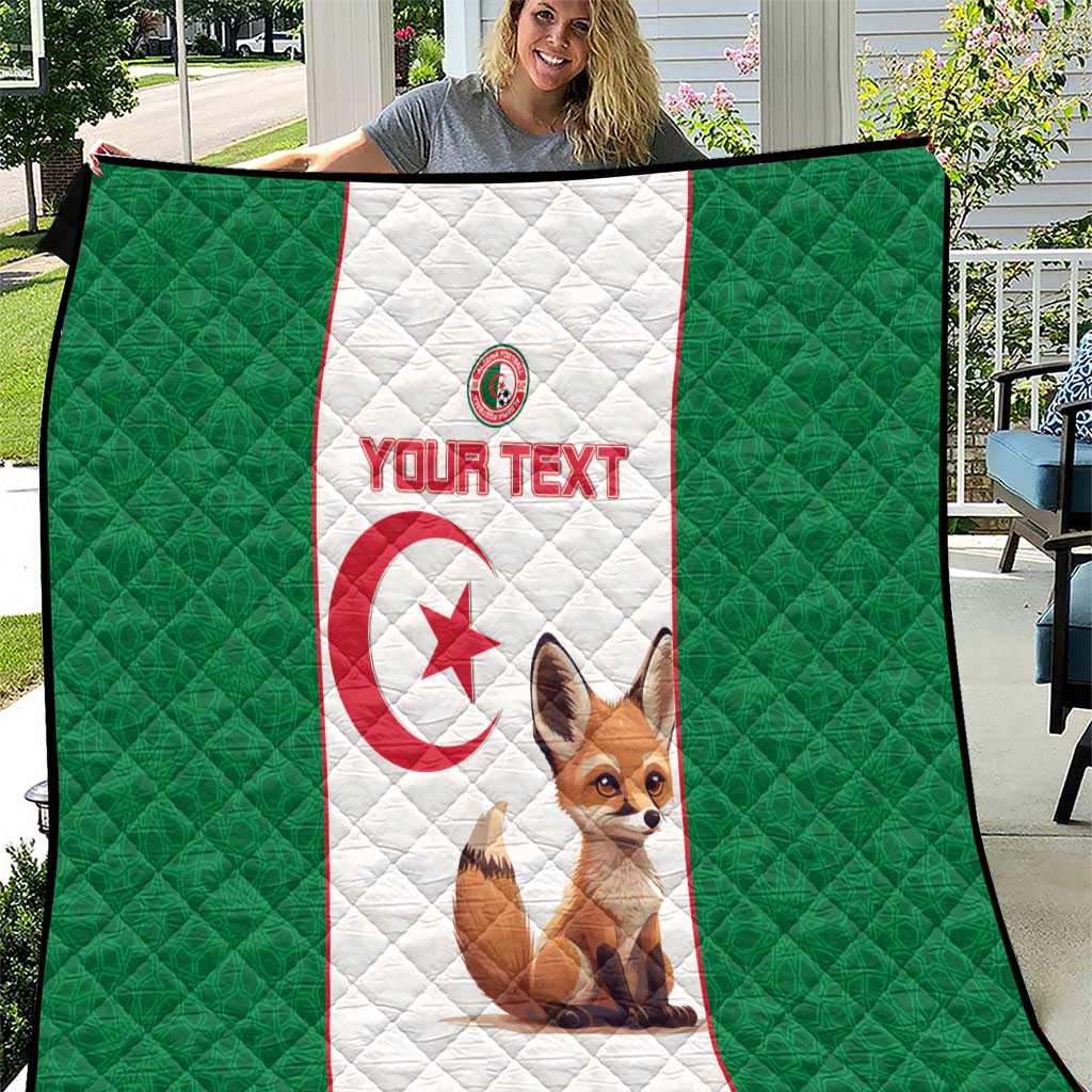 Custom Algeria Football Quilt Go Fennec Foxes - Wonder Print Shop