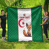 Folded Algeria football quilt with green sides, white stripe, crescent-star fox print, custom text