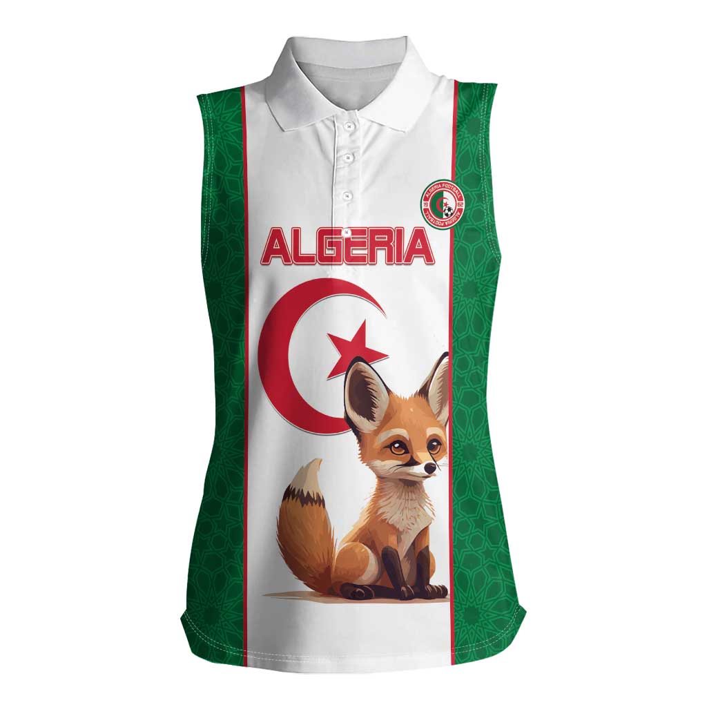 Custom Algeria Football Women Sleeveless Polo Shirt Go Fennec Foxes - Wonder Print Shop