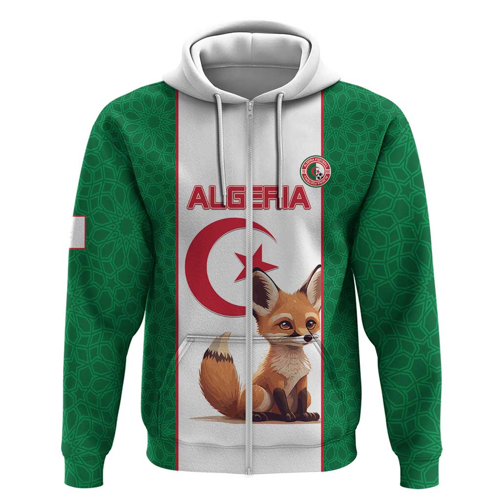 Custom Algeria Football Zip Hoodie Go Fennec Foxes - Wonder Print Shop