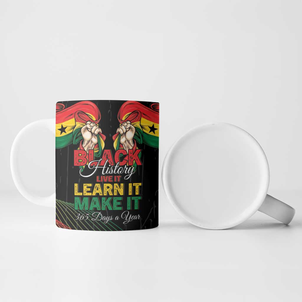 Personalized Ghana Black History Month Ceramic Mug Live It Learn It Make It - Wonder Print Shop