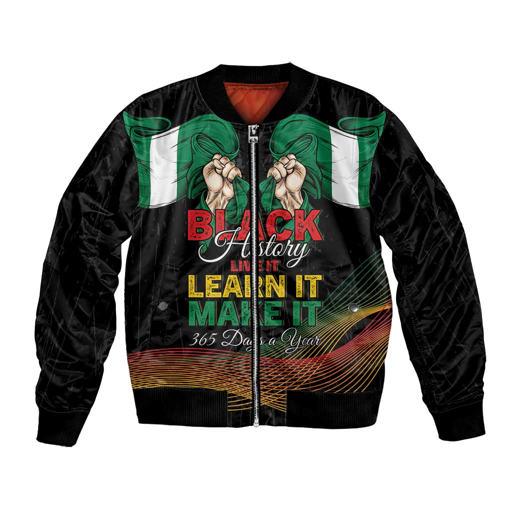 Personalized Nigeria Black History Month Bomber Jacket Live It Learn It Make It - Wonder Print Shop