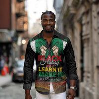 Personalized Nigeria Black History Month Long Sleeve Button Shirt Live It Learn It Make It - Wonder Print Shop