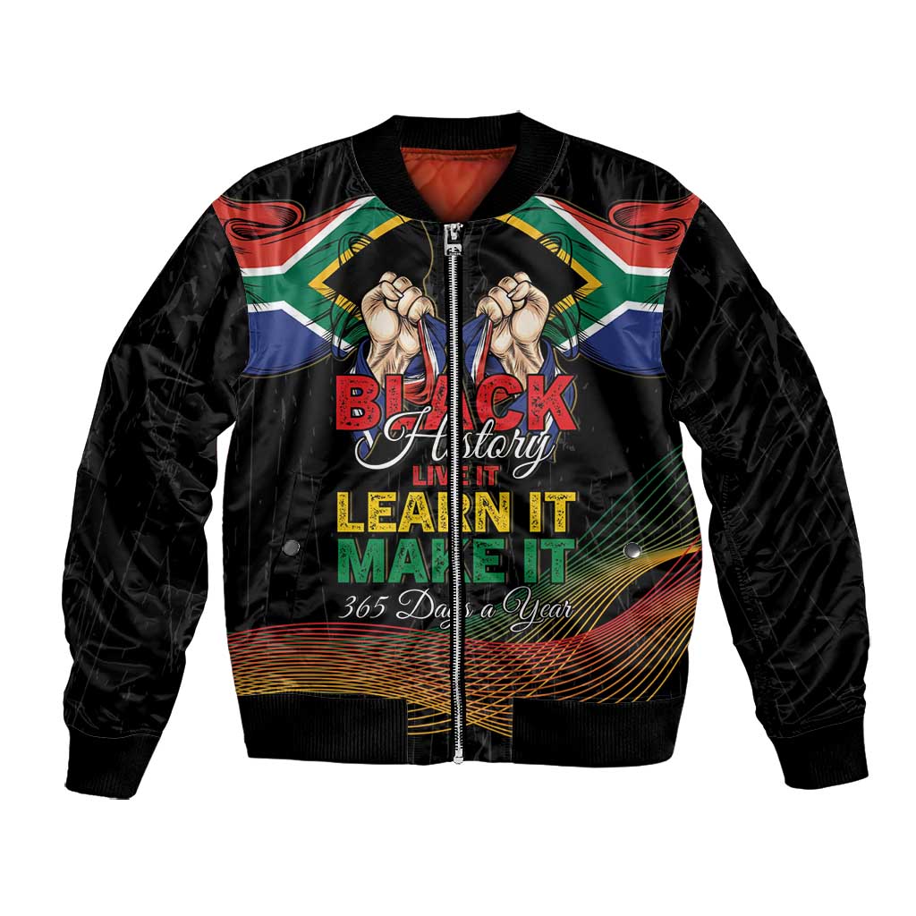 Personalized South Africa Black History Month Bomber Jacket Live It Learn It Make It - Wonder Print Shop