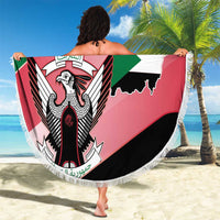 Personalized Sudan Beach Blanket Sudanese Secretary Bird Flag Style