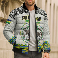Personalized Sudan 1956-1970 Bomber Puffer Jacket With African Pattern - Wonder Print Shop