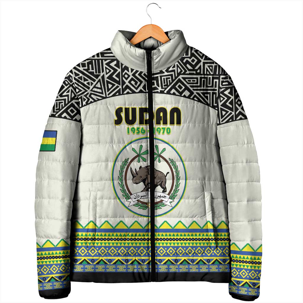 Personalized Sudan 1956-1970 Padded Jacket With African Pattern - Wonder Print Shop