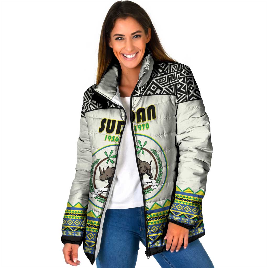 Personalized Sudan 1956-1970 Padded Jacket With African Pattern - Wonder Print Shop
