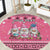 Personalised Germany Christmas Round Carpet Cute Pink Gnome Frohe Weihnachten