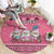 Personalised Germany Christmas Round Carpet Cute Pink Gnome Frohe Weihnachten