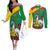 Personalised Burkina Faso Republic Day Couples Matching Off The Shoulder Long Sleeve Dress and Long Sleeve Button Shirt Happy 66th Anniversary with White Stallion