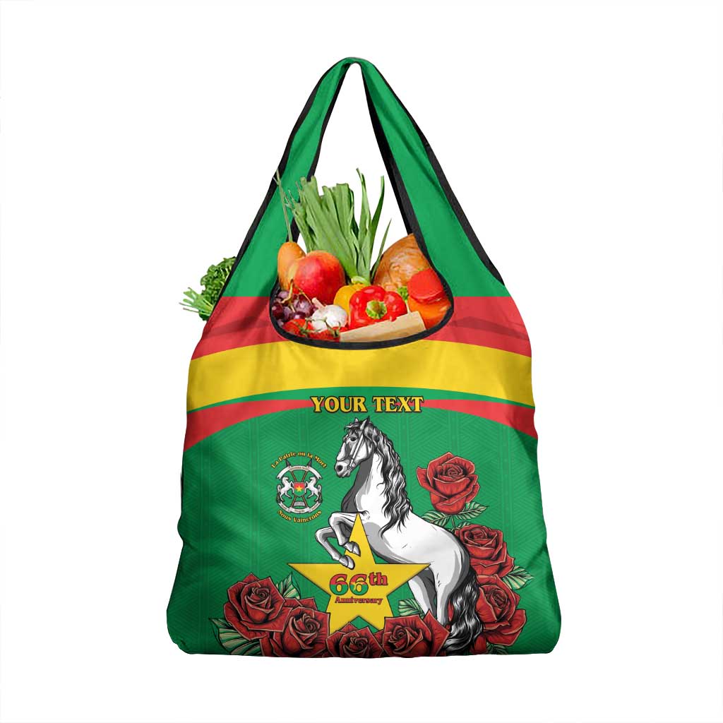 Personalised Burkina Faso Republic Day Grocery Bag Happy 66th Anniversary with White Stallion